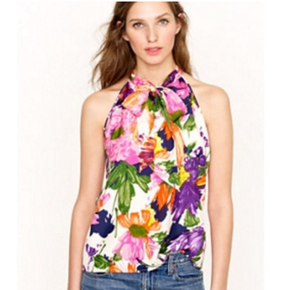 J Crew floral silk top